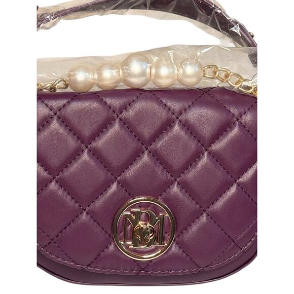 Badgley Mischka Quilted Chloe Pearl Handbag in Plum-NWT - Picture 4 of 8